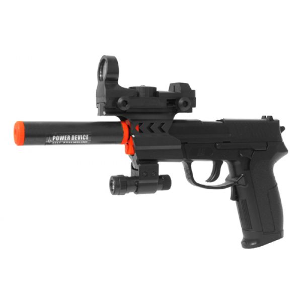 See Airsoft Pistol 1 Electric Full Auto Tactical P226 Pistol FPS-150, Silencer, Red Dot Sight, Flashlight, Blowback Airsoft Gun