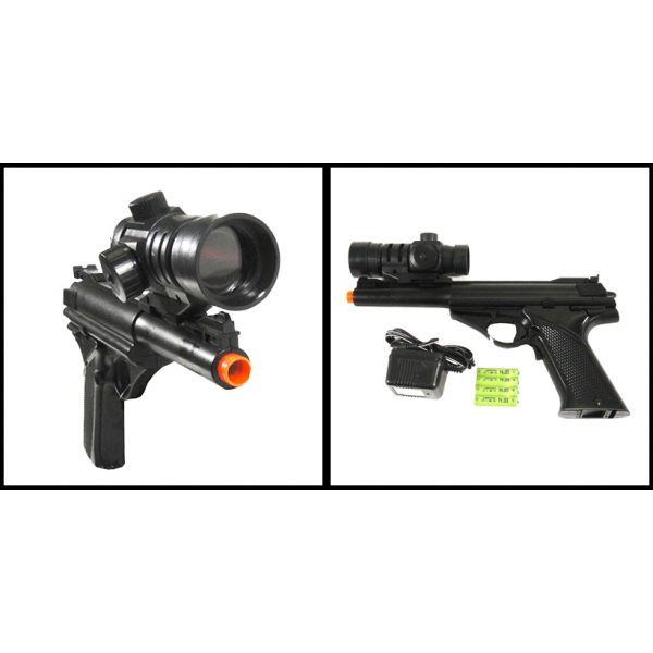 See Airsoft Pistol 2 Electric Stealth Sniper M28 Blow Back Pistol FPS-220 Laser Scope Airsoft Gun