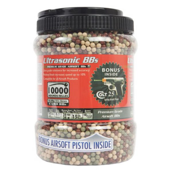 See Airsoft Pistol 1 10000 Camo Ultrasonic .12g Airsoft BBs with Colt .25 Clear Spring Pistol Airsoft Gun