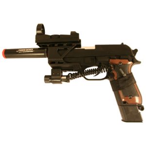 See Airsoft Pistol 1 Spring CYMA Pistol FPS-100, Red Dot, Laser Silencer Airsoft Gun