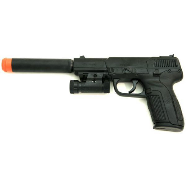 See Airsoft Pistol 1 Spring Pistol FPS-200, 15 Rnd Clip, Tactical Light, Silencer Airsoft Gun