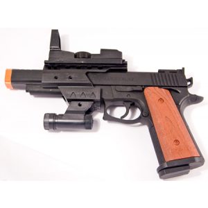 See Airsoft Pistol 1 Spring Special Ops .45 Cal Pistol FPS-125 Laser Sight, Tactical Light Airsoft Gun