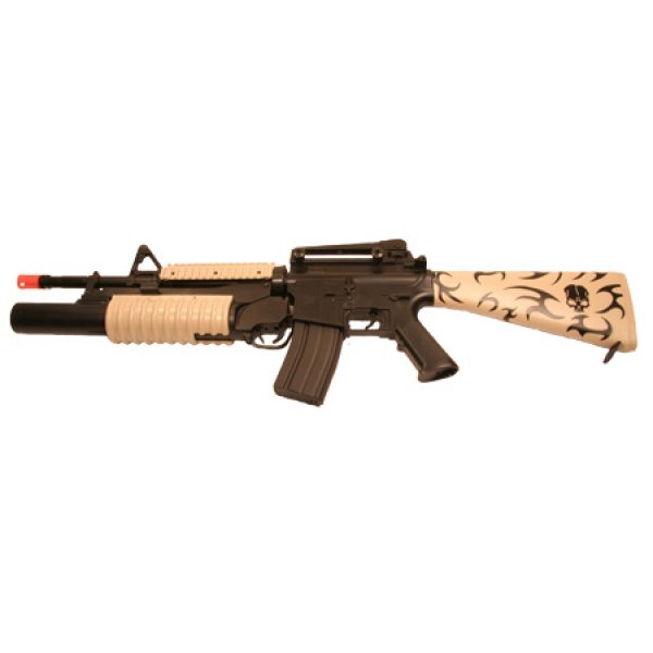 See Airsoft Rifle 1 AEG Electric M4 Assault Rifle FPS-310, M203 Grenade Launcher Airsoft Gun (Skull Design)