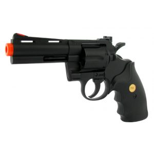 See Airsoft Pistol 1 Spring Black 4 Inch Barrel Magnum Revolver Pistol FPS-200 Black Grip Airsoft Gun