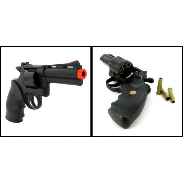 See Airsoft Pistol 2 Spring Black 4 Inch Barrel Magnum Revolver Pistol FPS-200 Black Grip Airsoft Gun