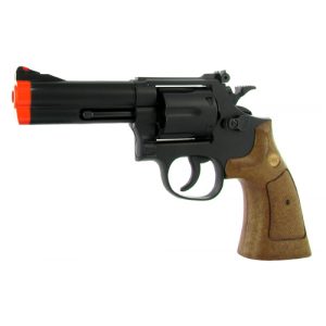 See Airsoft Pistol 1 Spring Black 4 Inch Barrel Magnum Revolver Pistol FPS-200 Wood Grip Airsoft Gun