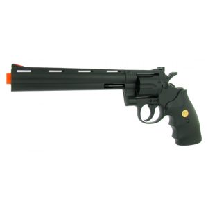 See Airsoft Pistol 1 Spring Black 8 Inch Barrel Magnum Revolver Pistol FPS-200 Black Grip Airsoft Gun