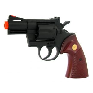 See Airsoft Pistol 1 Spring Black Snubnosed Magnum Revolver Pistol FPS-200 Red Wood Grip Airsoft Gun
