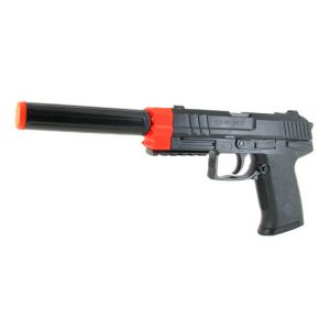 See Airsoft Pistol 1 Spring Blade Trinity Style USP Match Pistol FPS-100, Red Dot, Laser, Silencer Airsoft Gun