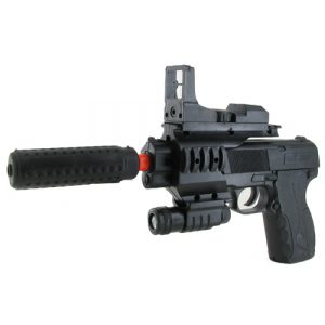 See Airsoft Pistol 1 Spring Commando P-813A3 Pistol FPS-200 Silencer, Flashlight Airsoft Gun