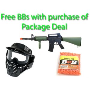 See Airsoft Rifle 1 AEG Electric M4 SR-16 Carbine Airsoft Gun Olive Drab Package Deal (Mask and BBs)