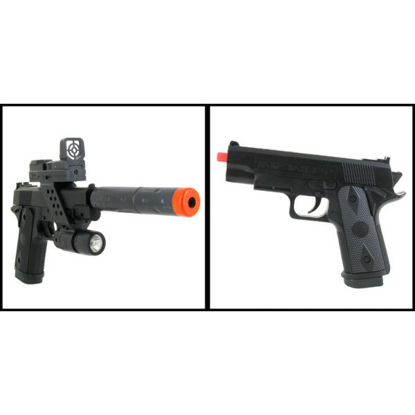 See Airsoft Pistol 2 Spring G058B Night Owl Pistol FPS-120 Laser, Flashlight Airsoft Gun