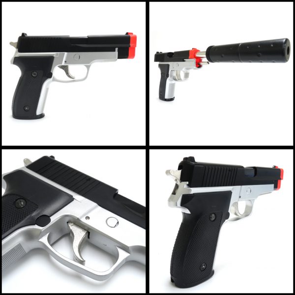 See Airsoft Pistol 2 Spring HFC 113 Elite Pistol Black And Silver FPS-300 Airsoft Gun