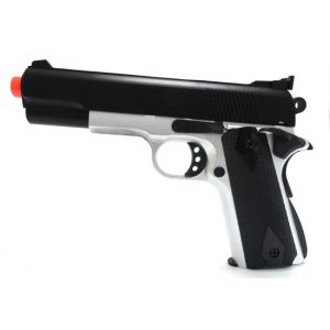 See Airsoft Pistol 1 Spring HFC 1911 Heavy Weight Pistol Black And Silver FPS-300 Airsoft Gun