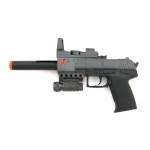 See Airsoft Pistol 1 Spring KX011 Pistol, FPS-150, Tactical Light, Silencer Airsoft Gun