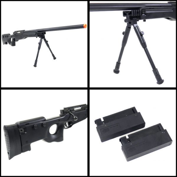 See Airsoft Rifle 2 Refurbished Spring Bravo MK98 Bolt Action Sniper Rifle Black FPS-580 Airsoft Gun