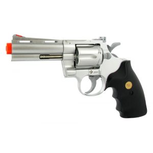 See Airsoft Pistol 1 Spring Silver 4 Inch Barrel Magnum Revolver Pistol FPS-200 Black Grip Airsoft Gun