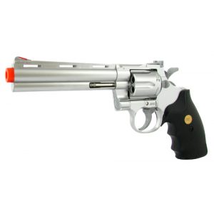 See Airsoft Pistol 1 Spring Silver 6 Inch Barrel Magnum Revolver Pistol FPS-200 Black Grip Airsoft Gun