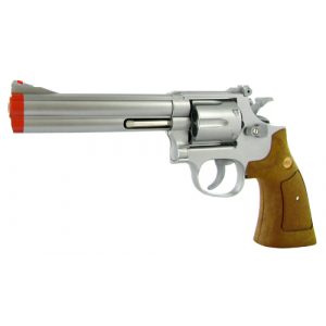 See Airsoft Pistol 1 Spring Silver 6 Inch Barrel Magnum Revolver Pistol FPS-200 Wood Grip Airsoft Gun
