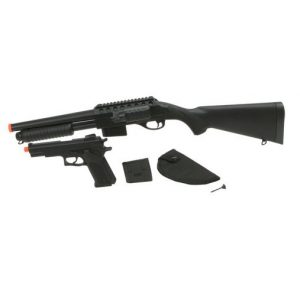 See Airsoft Pistol 1 Spring Smith & Wesson Licensed On Duty Kit With M3000 FPS-355 Shotgun and .45 FPS-160 Pistol