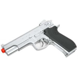 See Airsoft Pistol 1 Spring Smith and Wesson M4505 Pistol FPS 270, BAX Accuracy System Golden Spring Metal Barrel Airsoft Gun (Chrome)