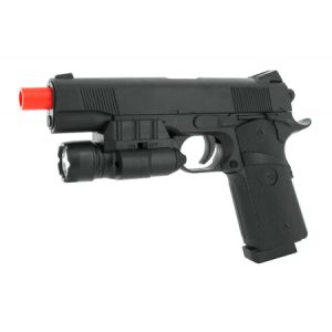 See Airsoft Pistol 1 Spring Spec Ops .45 Style Pistol FPS-180 Flashlight Airsoft Gun
