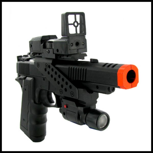 See Airsoft Pistol 2 Spring Special Ops. .45 Style Pistol FPS-120 Laser, Flashlight, Silincer Airsoft Gun