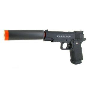 See Airsoft Pistol 1 Spring Stealth Mission Black Pistol FPS-210 Mock Silencer Airsoft Gun