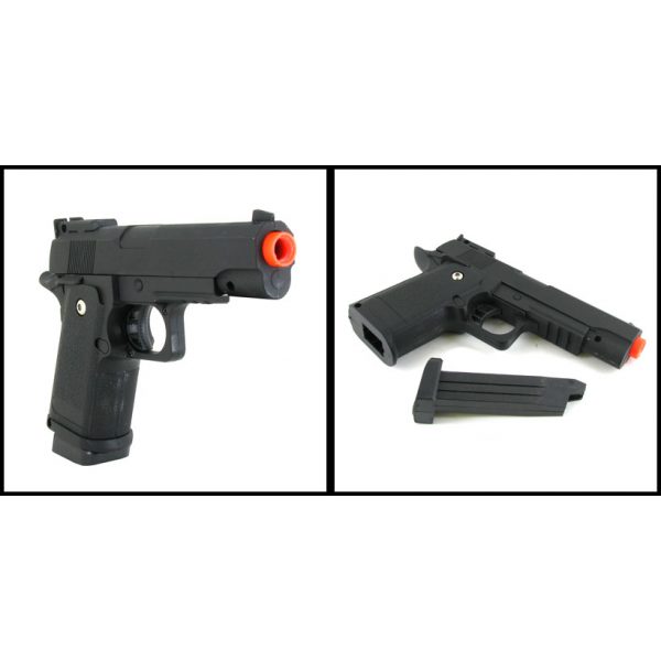 See Airsoft Pistol 2 Spring Stealth Mission Black Pistol FPS-210 Mock Silencer Airsoft Gun