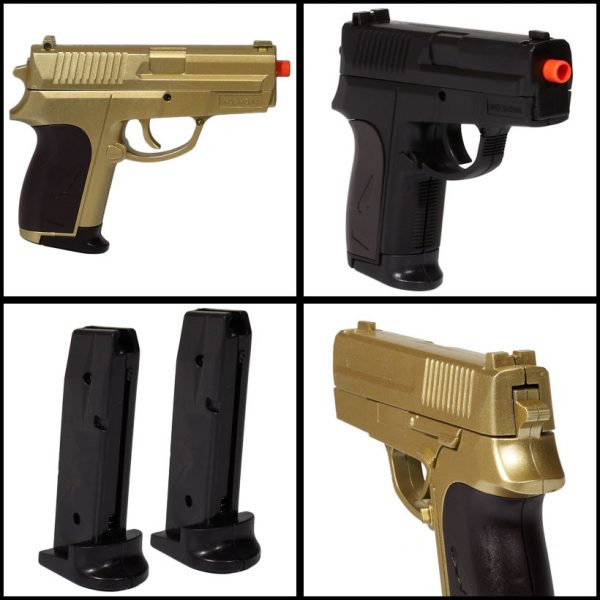 See Airsoft Pistol 2 Spring UK Arms P618GB Black & Gold FPS-135 Airsoft Pistol 2-Pack