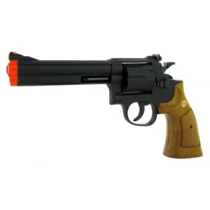 See Airsoft Pistol 1 TSD Spring Black 6 Inch Barrel Magnum Revolver Pistol FPS-200 Wood Grip Airsoft Gun