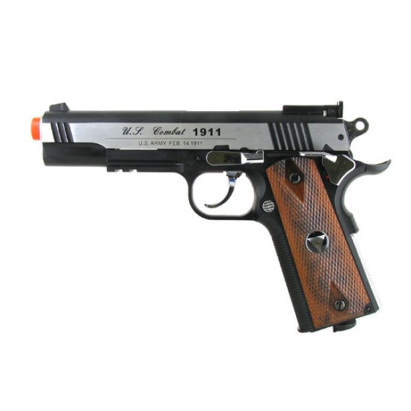 See Airsoft Pistol 1 CO2 TSD Tactical 601 Black And Chrome Pistol FPS-525 Faux Wood Grip Blowback Airsoft Gun