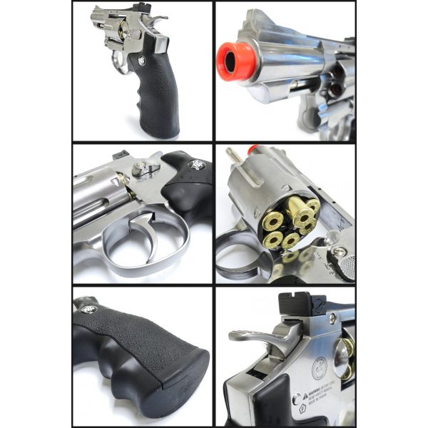 See Airsoft Pistol 2 CO2 WG 708 Snub Nose Revolver Pistol Silver FPS-480 Airsoft Gun