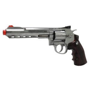 See Airsoft Pistol 1 CO2 WG Revolver Pistol Silver FPS-500 Full Metal, 6 Inch Barrel Non-Blowback Airsoft Gun