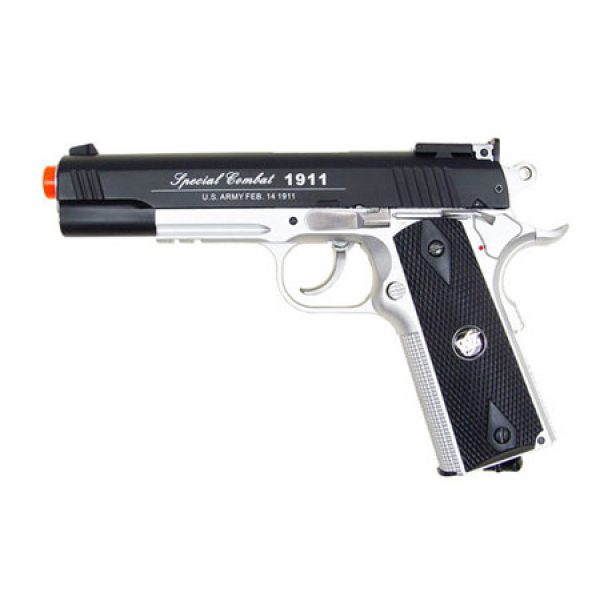 See Airsoft Pistol 1 CO2 WG Sport 1911 Pistol Silver And Black FPS-500 Full Metal Non-Blowback Airsoft Gun