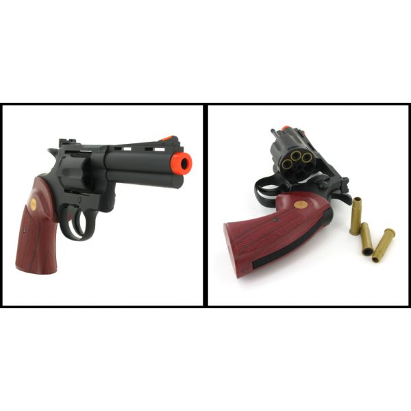 See Airsoft Pistol 2 Green Gas Black 4 Inch Barrel Magnum Revolver Pistol FPS-300 Red Wood Grip Airsoft Gun