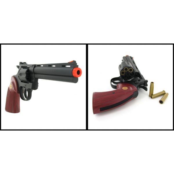 See Airsoft Pistol 2 Green Gas Black 6 Inch Barrel Magnum Revolver Pistol FPS-300 Red Wood Grip Airsoft Gun