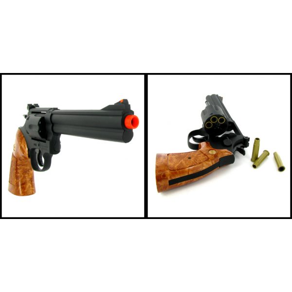 See Airsoft Pistol 2 Green Gas Black 6 Inch Barrel Magnum Revolver Pistol FPS-300 Wood Grip Airsoft Gun