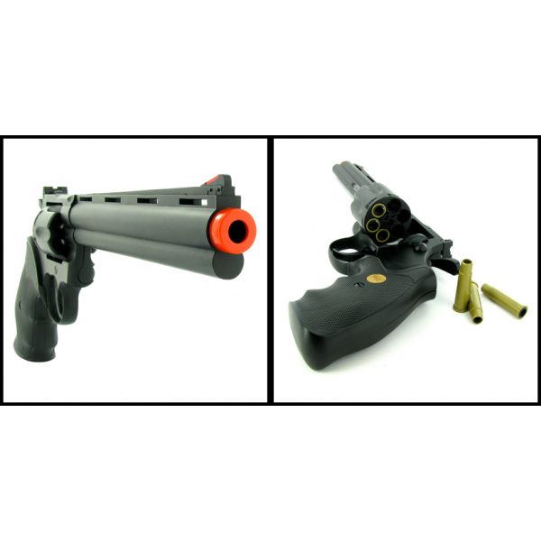 See Airsoft Pistol 2 Green Gas Black 8 Inch Barrel Magnum Revolver Pistol FPS-300 Black Grip Airsoft Gun
