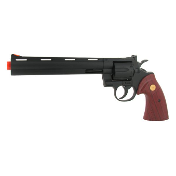 See Airsoft Pistol 1 Green Gas Black 8 Inch Barrel Magnum Revolver Pistol FPS-300 Red Wood Grip Airsoft Gun