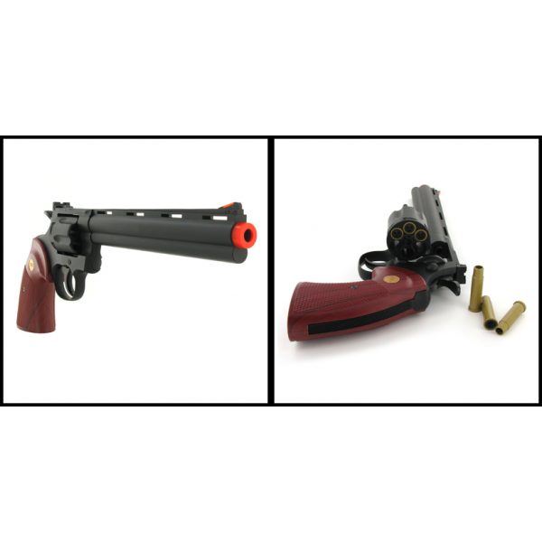 See Airsoft Pistol 2 Green Gas Black 8 Inch Barrel Magnum Revolver Pistol FPS-300 Red Wood Grip Airsoft Gun