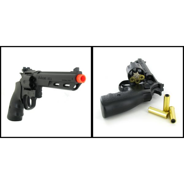 See Airsoft Pistol 2 Green Gas Black Savaging Bull 6 Inch Barrel Magnum Revolver Pistol FPS-350 Black Grip Airsoft Pistol