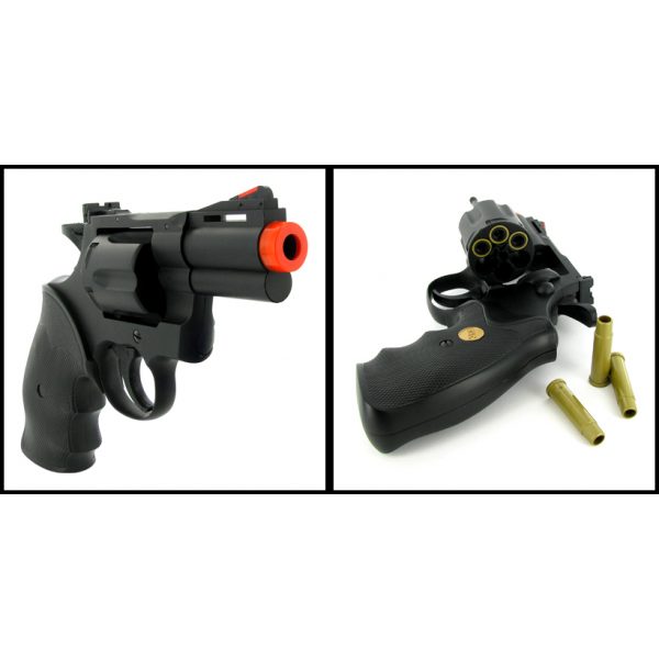 See Airsoft Pistol 2 Green Gas Black Snubnose Magnum Revolver Pistol FPS-300 Black Grip Airsoft Gun