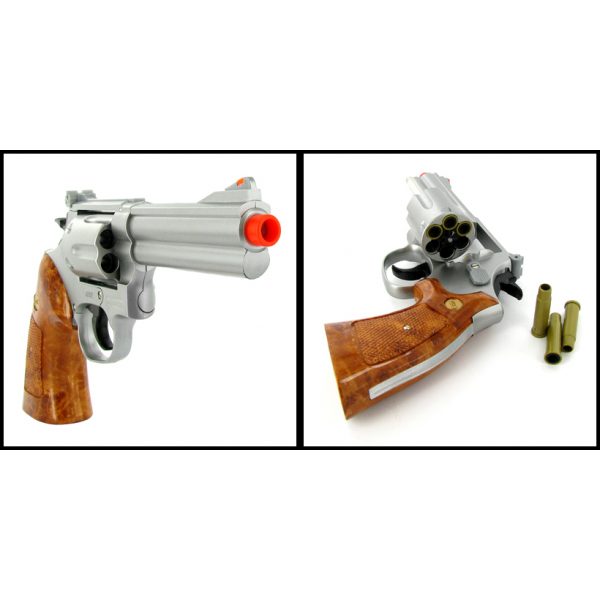 See Airsoft Pistol 2 Green Gas Silver 4 Inch Barrel Magnum Revolver Pistol FPS-300 Wood Grip Airsoft Gun