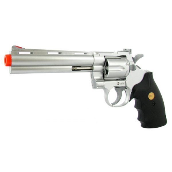 See Airsoft Pistol 1 Green Gas Silver 6 Inch Barrel Magnum Revolver Pistol FPS-300 Black Grip Airsoft Gun