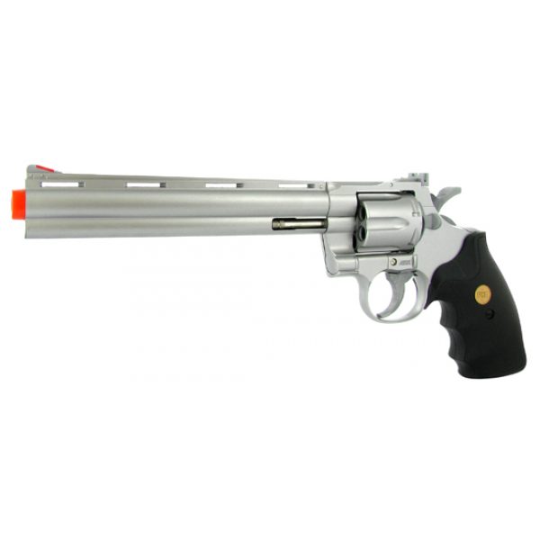 See Airsoft Pistol 1 Green Gas Silver 8 Inch Barrel Magnum Revolver Pistol FPS-300 Black Grip Airsoft Gun