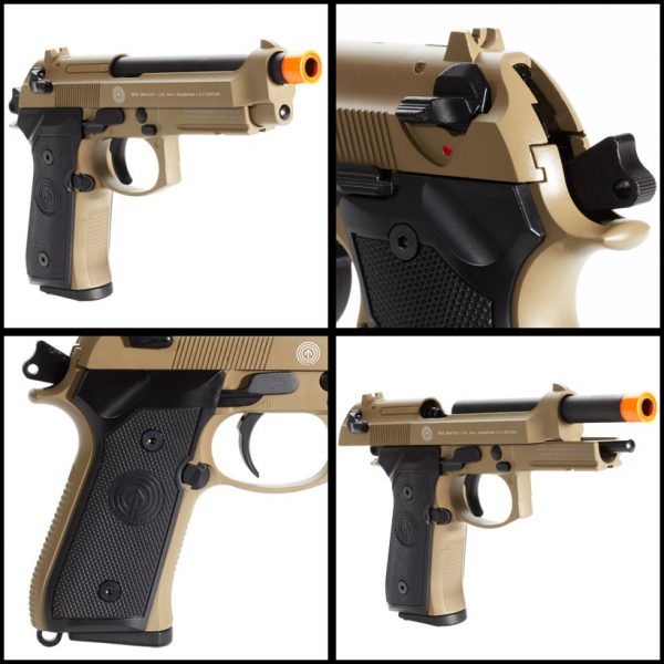 See Airsoft Pistol 2 Green Gas Socom Gear M9A1 Madbull Tan FPS-330 Blowback Airsoft Pistol