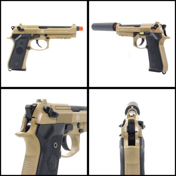 See Airsoft Pistol 2 Green Gas SOCOM Gear M9A1 Tactical Tan Pistol FPS-415 Blowback Airsoft Gun