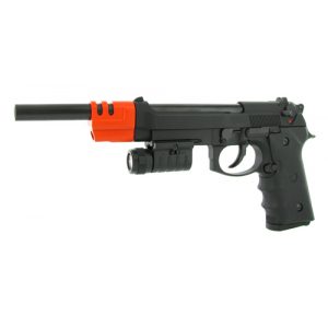 See Airsoft Pistol 1 Green Gas Tactical 92F Blowback Pistol FPS-400 Barrel Extension, Compensator, Flashlight Airsoft Gun