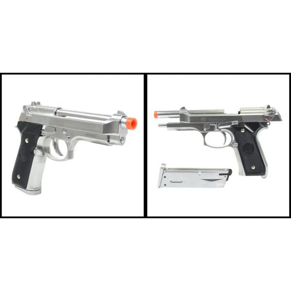 See Airsoft Pistol 2 Green Gas Taurus PT92 Polymer Silver Pistol FPS-405 Blowback Airsoft Gun